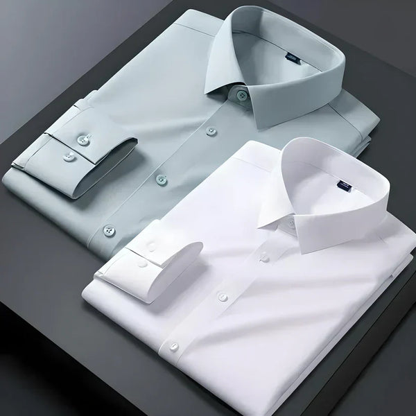 Men's Formal Regular Fit Cotton Full Sleeve Shirt - Pista & White Combo